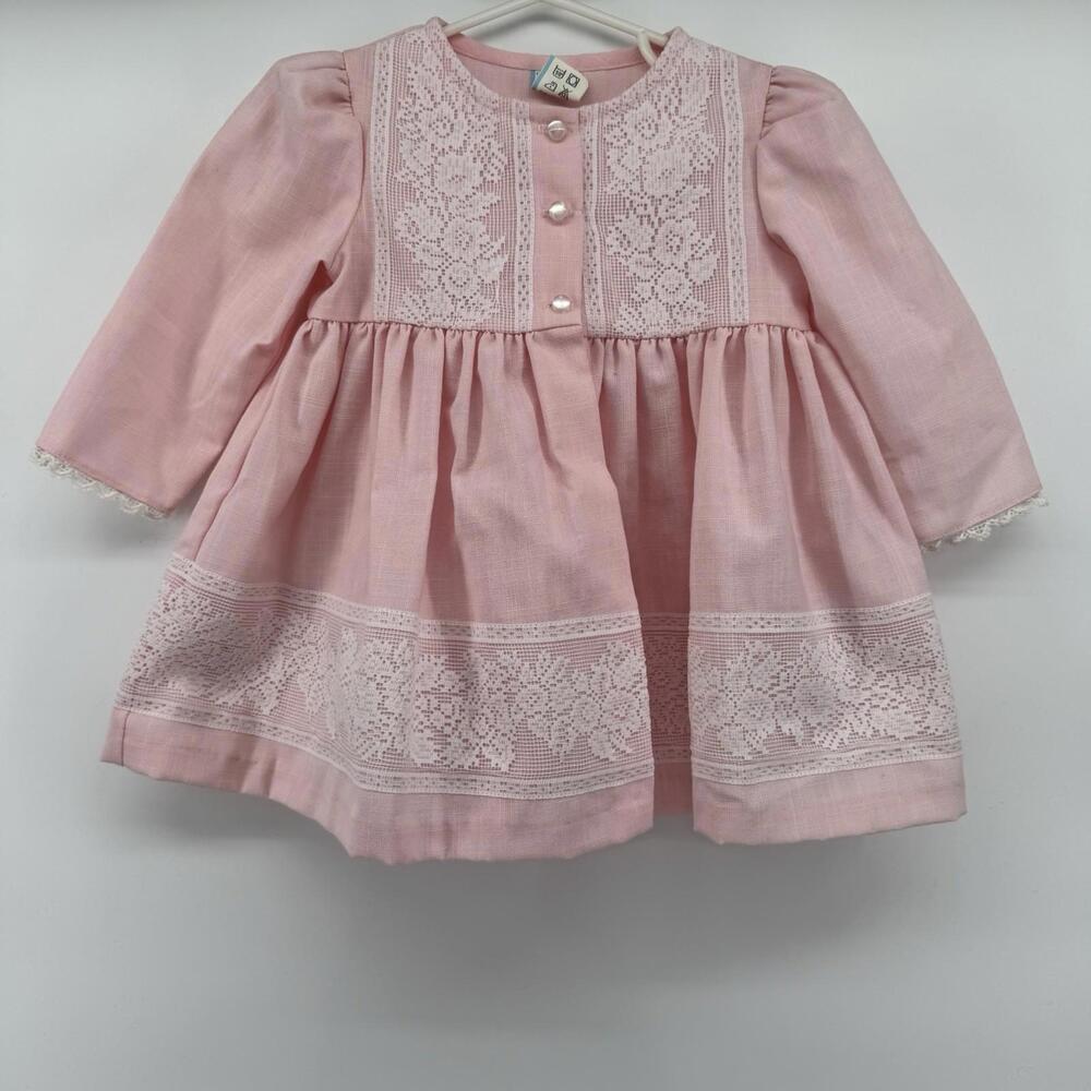 Vintage Toddler Pink Dressy Jacket  With Lace Trim 18 Months